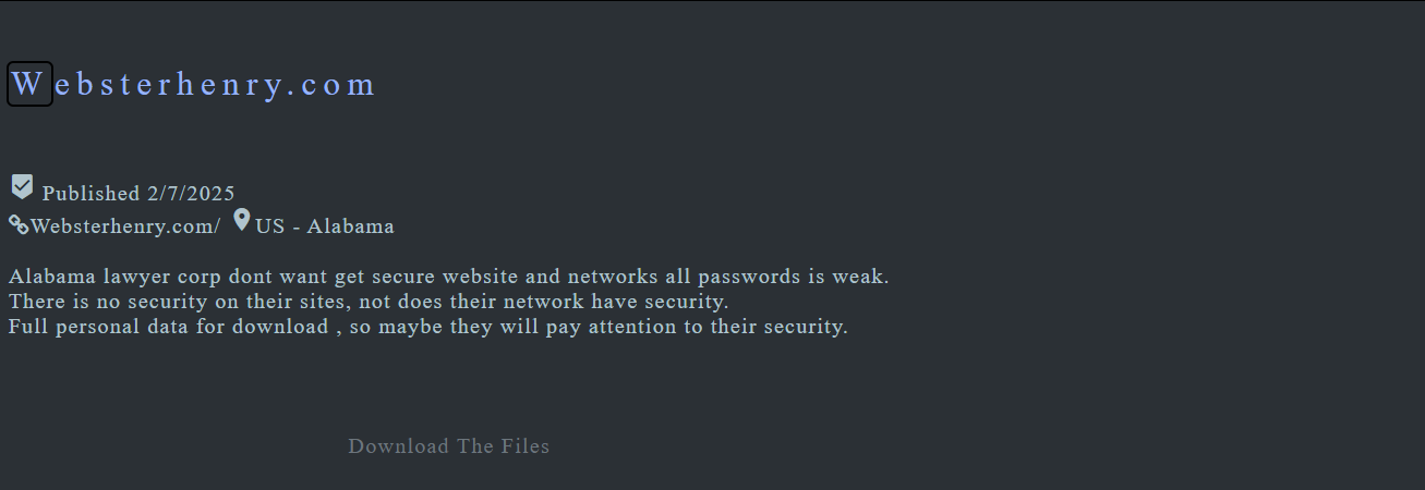 Webster Henry成为Teamxxx勒索软件的受害者-xLab 威胁情报