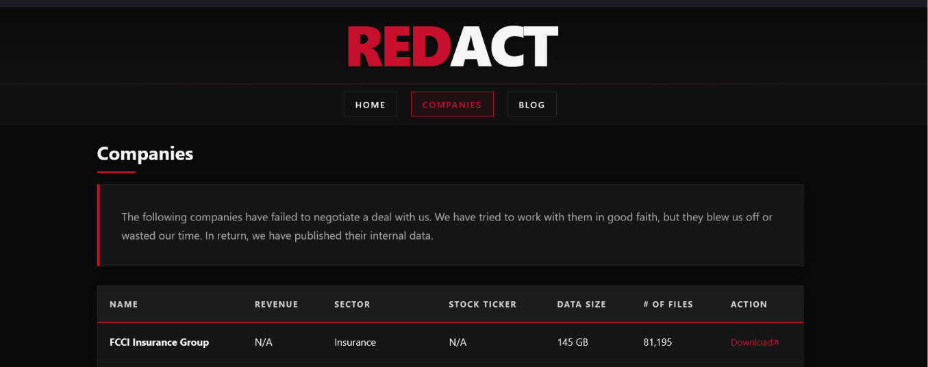 FCCI Insurance Group falls victim to REDACT ransomware-xLab 威胁情报