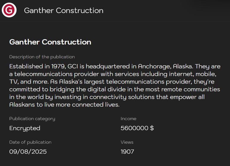 Ganther Construction成为Sinobi勒索软件的受害者-xLab 威胁情报