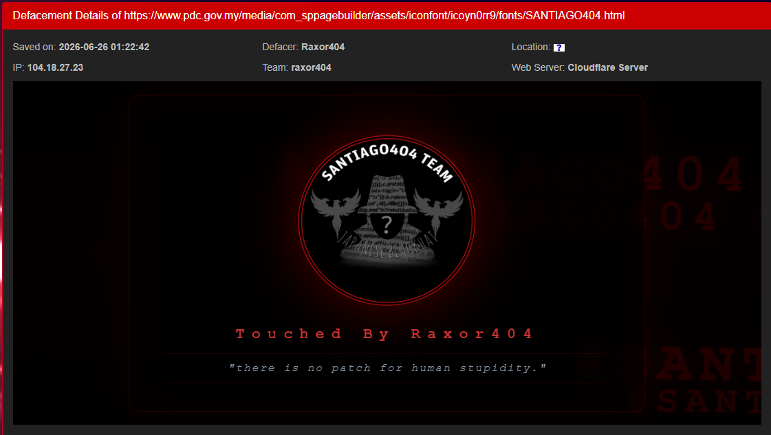 Raxor404 targets the website of Perbadanan Pembangunan Pulau Pinang-xLab 威胁情报