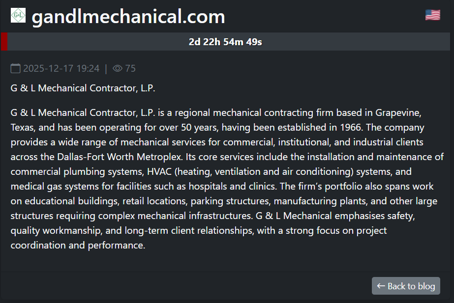 G&L Mechanical Contractor L.P将victim归咎于SAFEPAY勒索软件-xLab 威胁情报