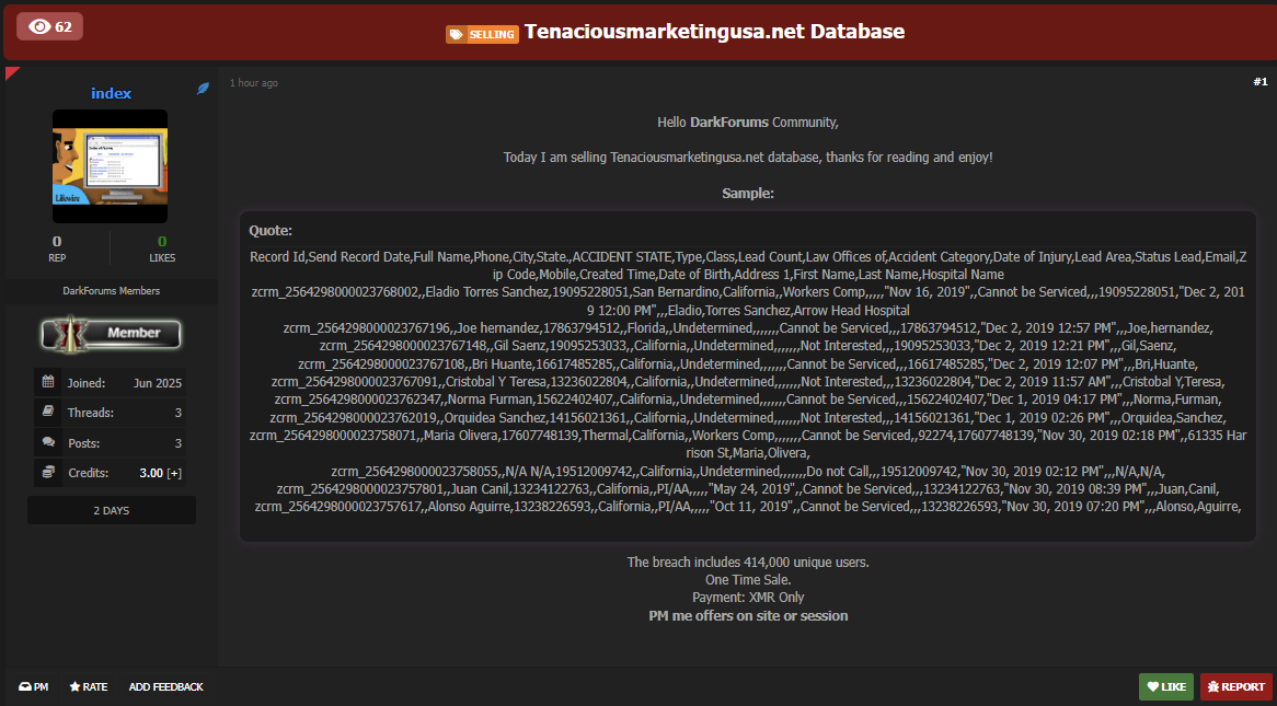 美国Inc.顽强营销公司涉嫌数据销售-xLab 威胁情报