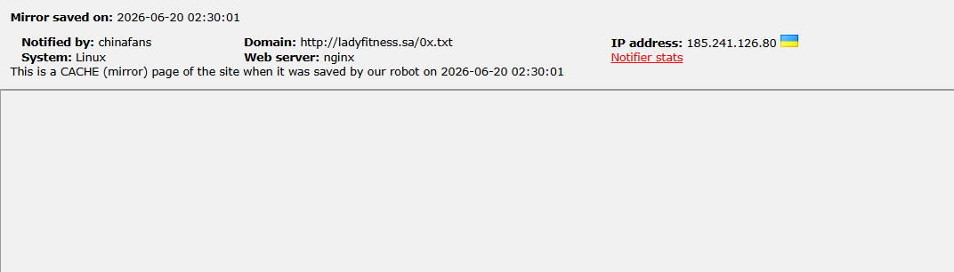 chinafans targets the website of Lady Fitness Gym Saudi Arabia-xLab 威胁情报