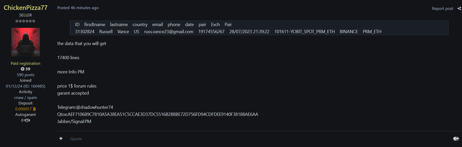 涉嫌从美国出售币安信息-xLab 威胁情报