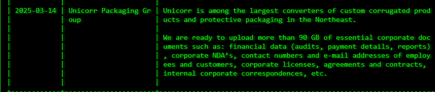 Unicorr包装集团成为Akira勒索软件的受害者-xLab 威胁情报