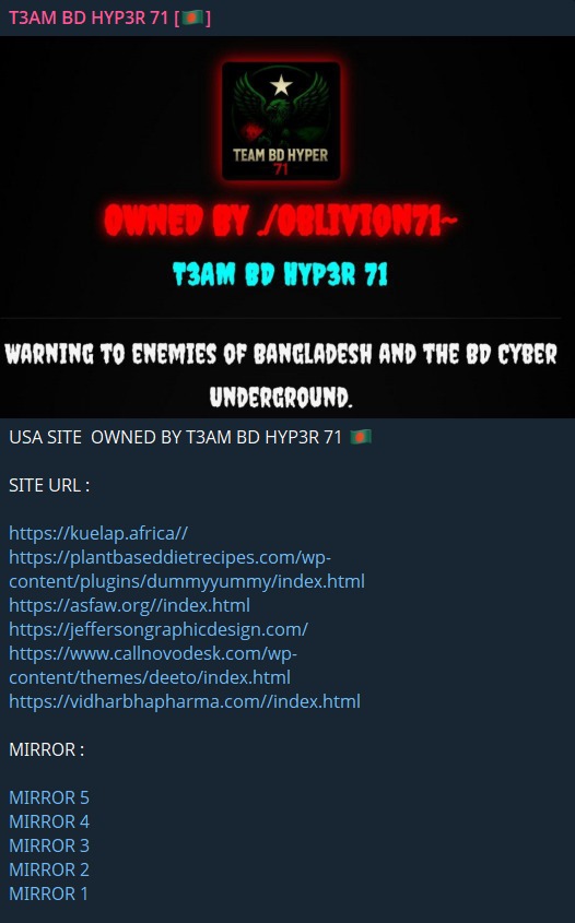 T3AM BD HYP3R 71针对Jefferson Graphics网站-xLab 威胁情报