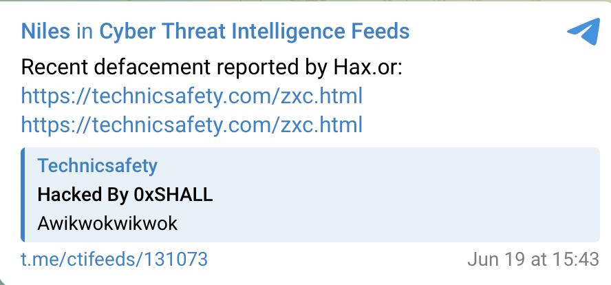 Hax.or targets the website of Technic Safety-xLab 威胁情报