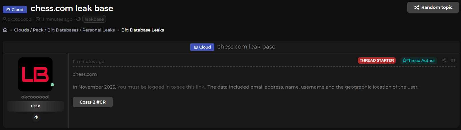 Chess.com涉嫌数据外泄-xLab 威胁情报
