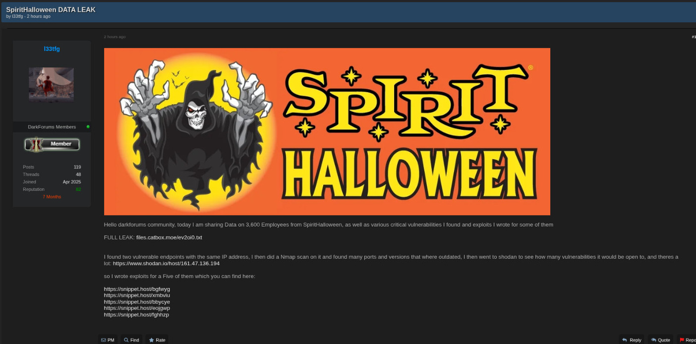 Spirit万圣节超市涉嫌数据外泄-xLab 威胁情报