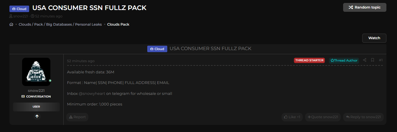 涉嫌泄露3600万美国消费者记录-xLab 威胁情报