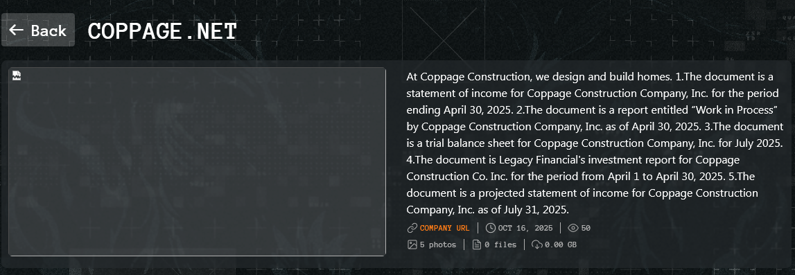 Coppage Construction Co.,Inc成为Qilin勒索软件的受害者-xLab 威胁情报