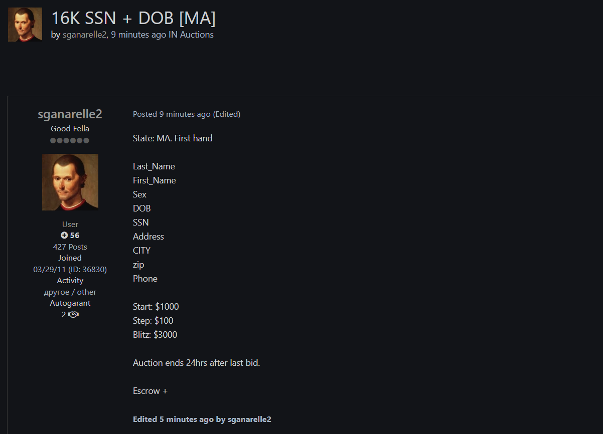 涉嫌出售个人身份信息-xLab 威胁情报