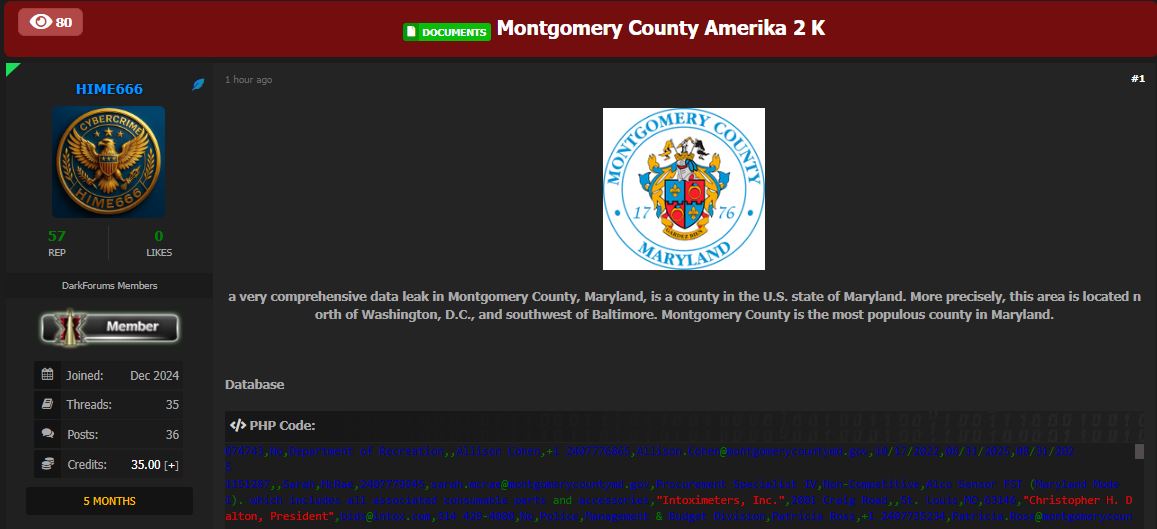 马里兰州蒙哥马利县涉嫌泄密-xLab 威胁情报