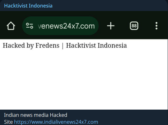 Hacktivist Indonesia瞄准India Live News 24×7网站-xLab 威胁情报