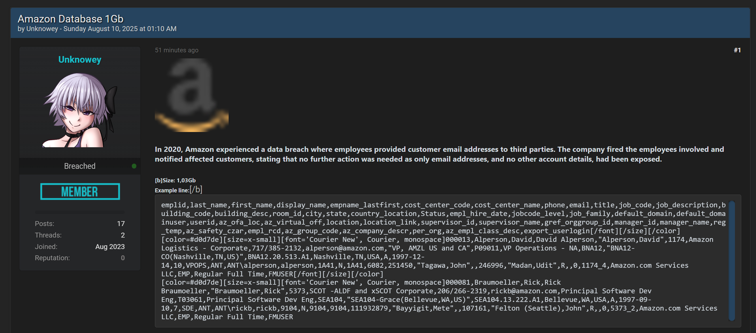 亚马逊涉嫌数据泄露-xLab 威胁情报