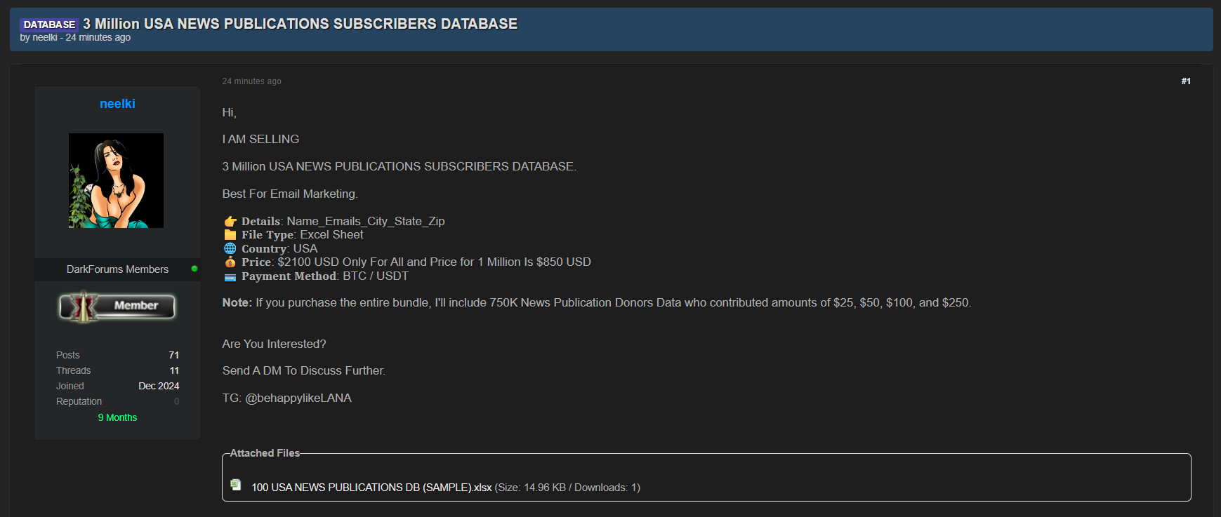涉嫌数据泄露300万美国新闻出版物订阅者-xLab 威胁情报