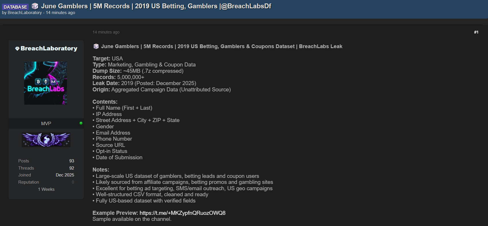 涉嫌数据泄露美国赌徒-xLab 威胁情报