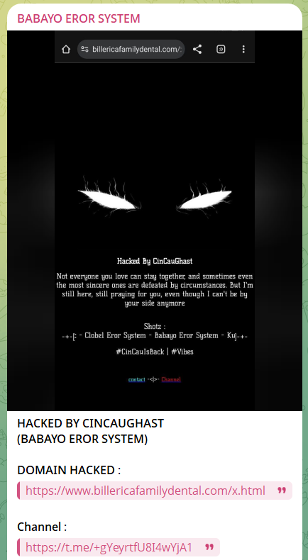 BABAYO EROR SYSTEM瞄准Billerica family dental网站-xLab 威胁情报