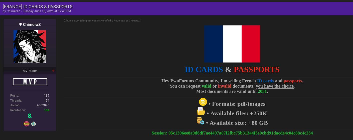 Alleged sale of French ID cards and passports-xLab 威胁情报