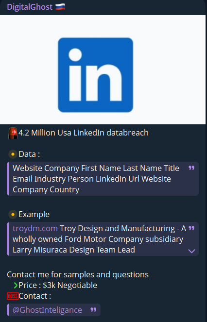 涉嫌出售美国领英-xLab 威胁情报