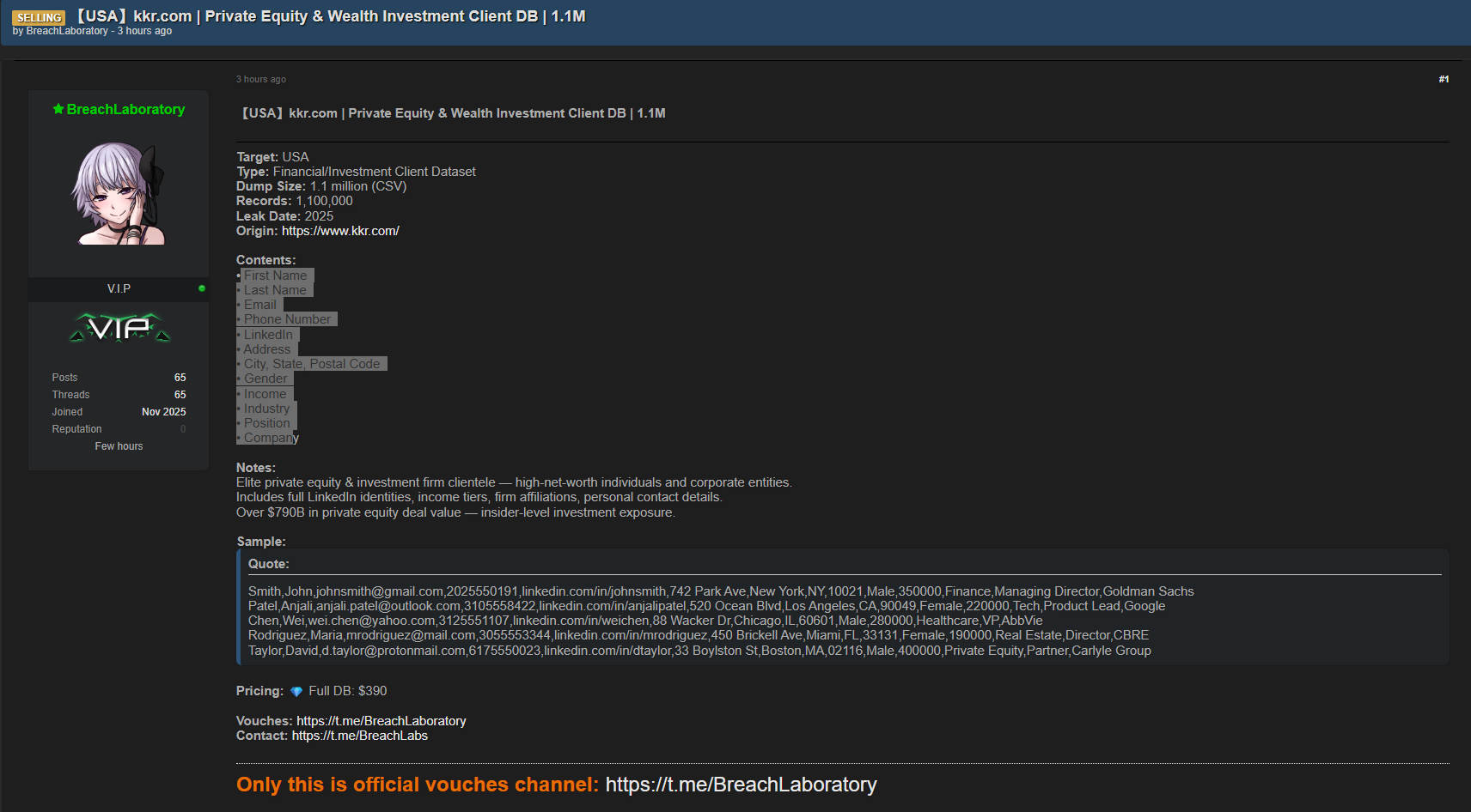 涉嫌出售KKR数据-xLab 威胁情报