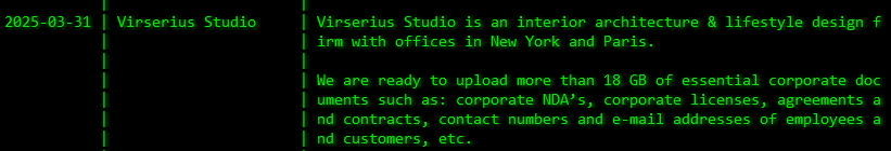 Virserius Studio成为Akira勒索软件的受害者-xLab 威胁情报
