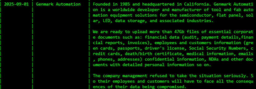 Genmark automation成为Akira勒索软件的受害者-xLab 威胁情报