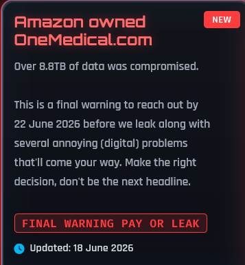 Alleged data breach of One Medical-xLab 威胁情报