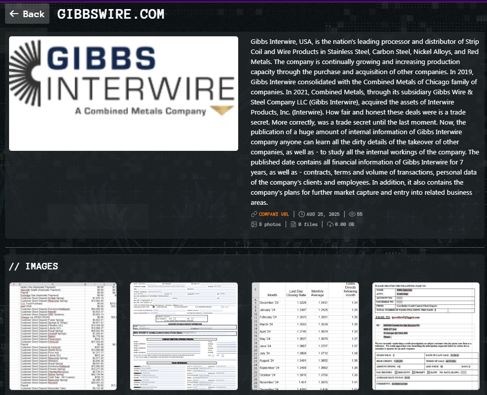 Gibbs Interwire成为Qilin勒索软件的受害者-xLab 威胁情报