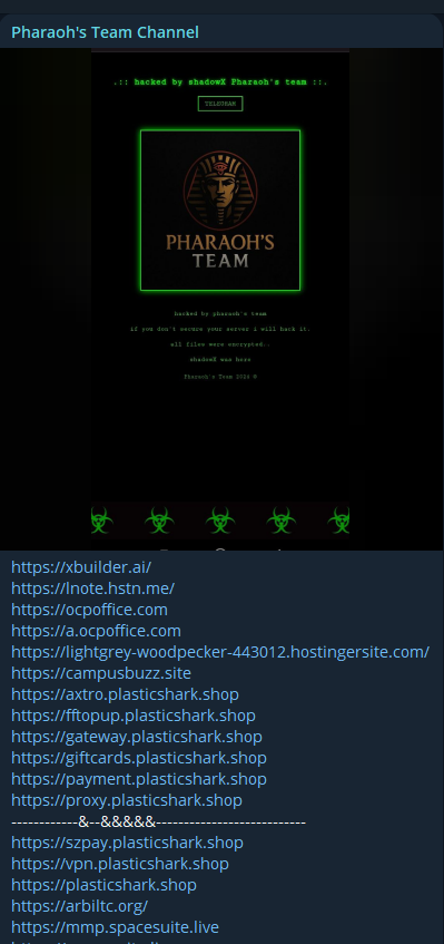 法老的团队频道针对plasticshark.shop的网站-xLab 威胁情报