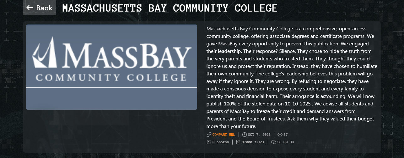 马萨诸塞湾社区学院成为Qilin勒索软件的受害者-xLab 威胁情报