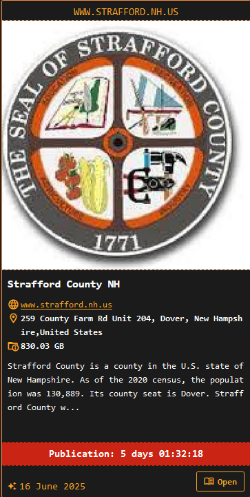 斯特拉福德县新罕布什尔州成为DragonForce勒索软件的受害者。-xLab 威胁情报