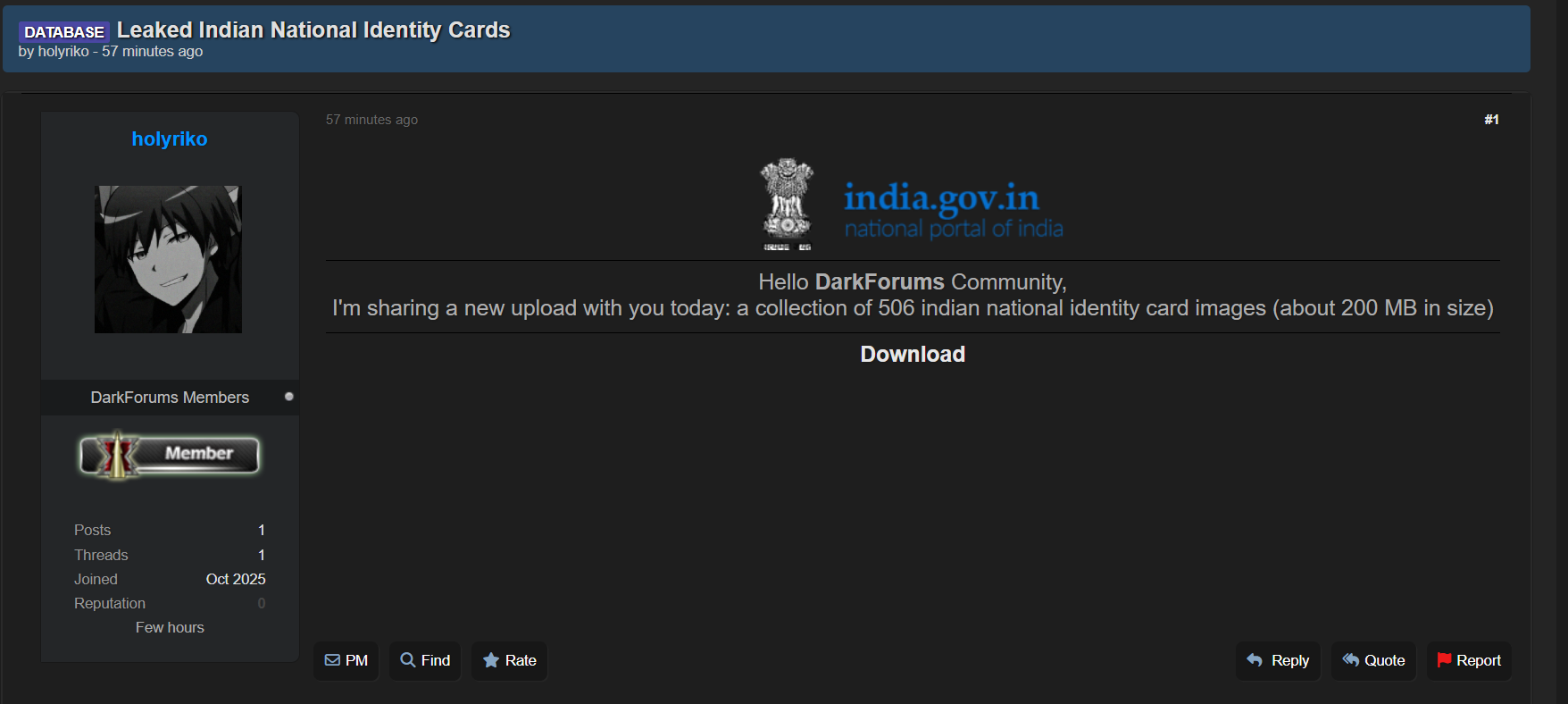涉嫌泄露印度国民身份证-xLab 威胁情报