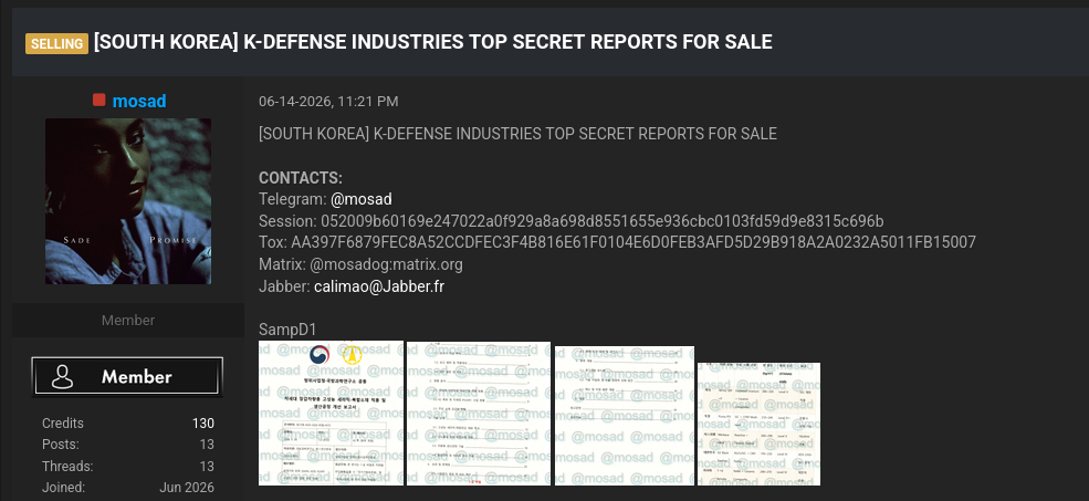 Alleged sale of confidential documents related to defense industries in South Korea-xLab 威胁情报