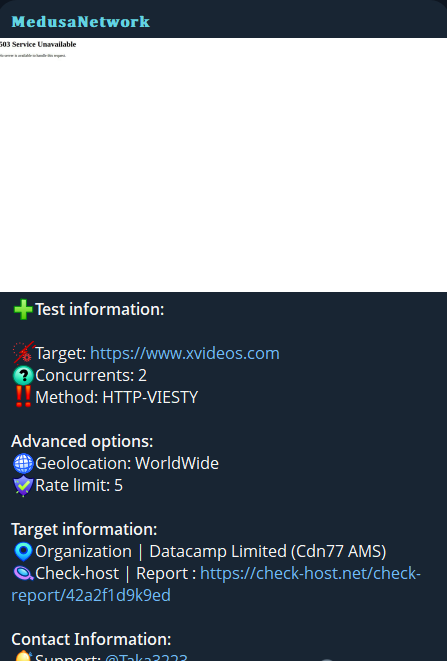 Medusa Network targets the website of xvideos-xLab 威胁情报