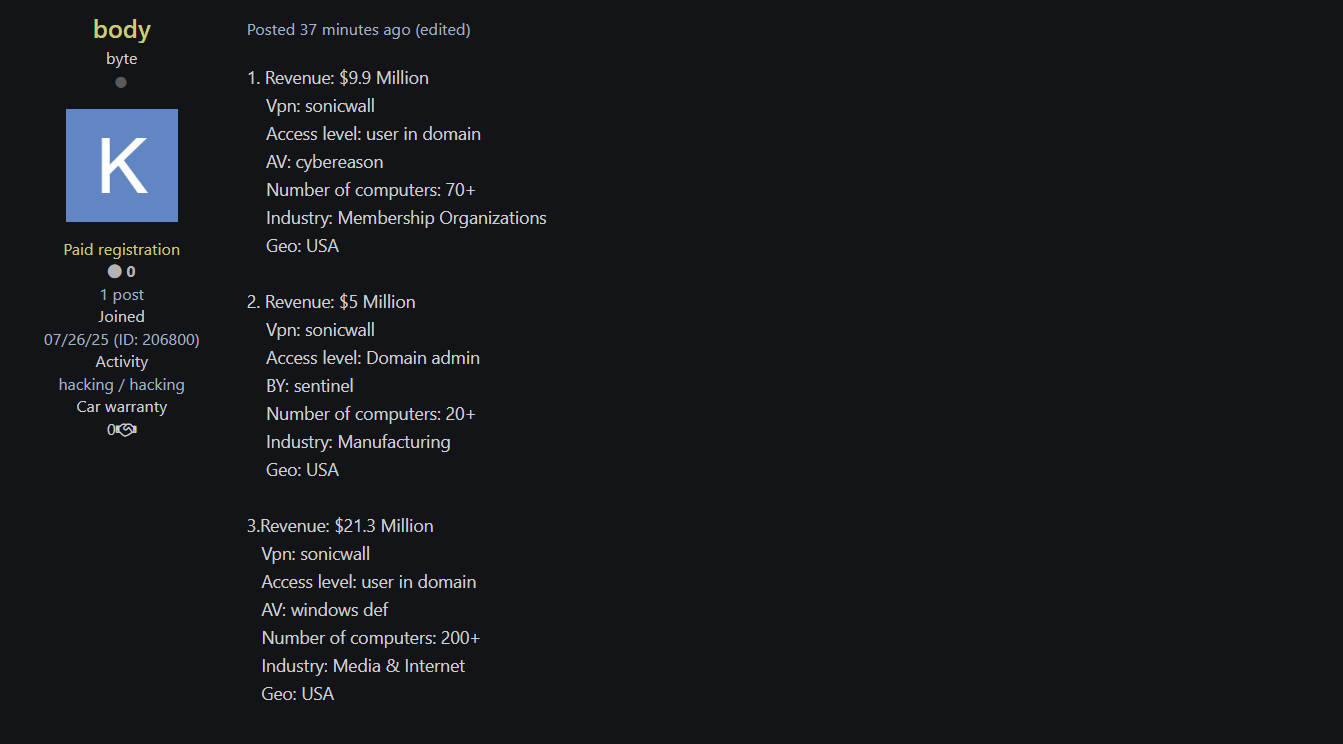 涉嫌向美国一家身份不明的媒体公司出售未经授权的访问权限-xLab 威胁情报