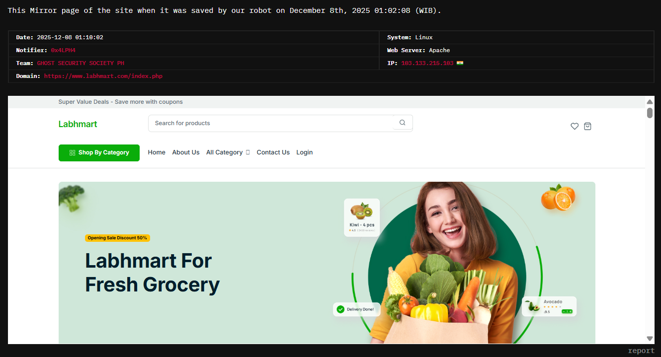 GHOST SECURITY SOCIETY PH针对Labhmart的网站-xLab 威胁情报