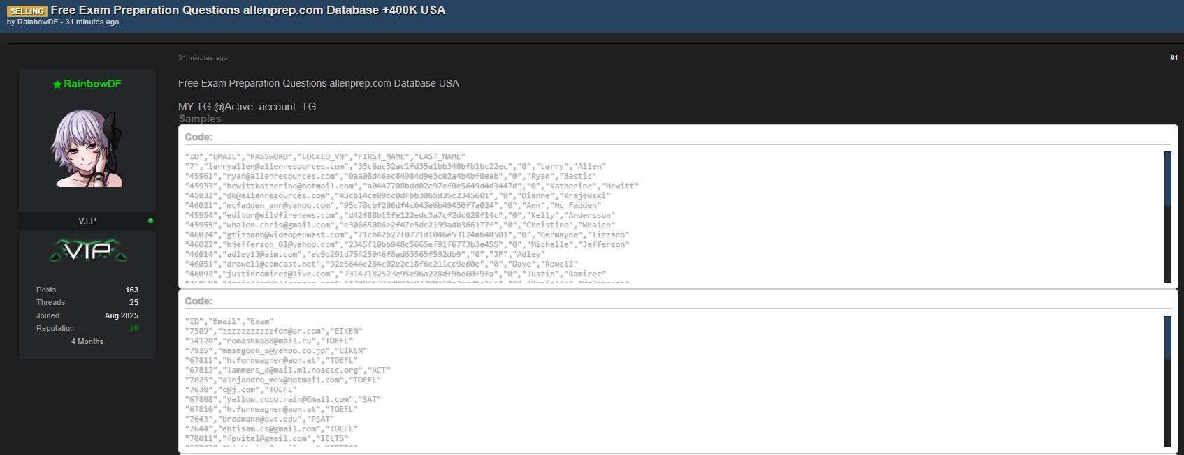 Allen Prep涉嫌数据泄露-xLab 威胁情报
