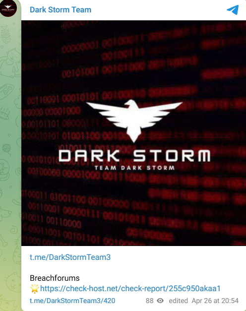 Dark Storm Team瞄准BreachForums网站-xLab 威胁情报