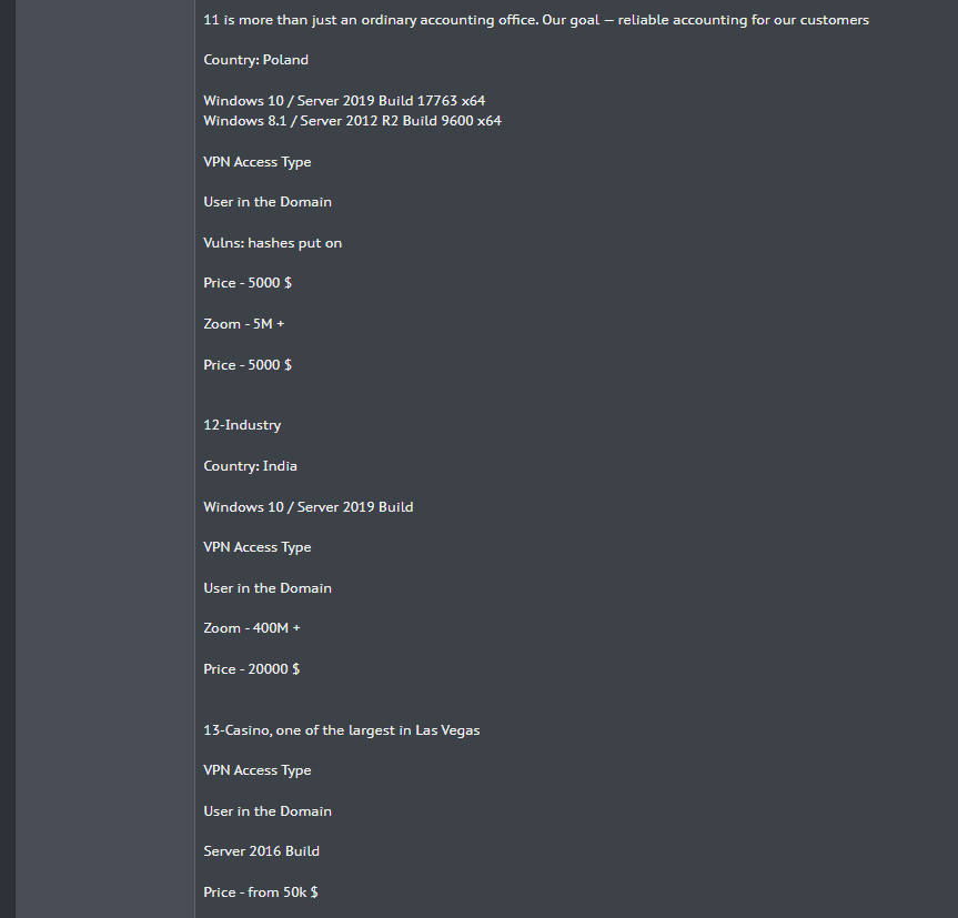 涉嫌向美国不明赌场出售VPN访问权限-xLab 威胁情报