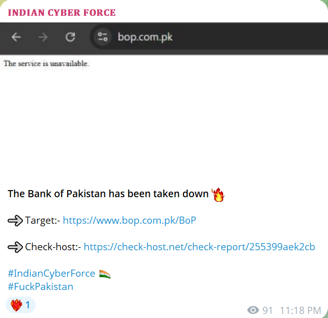 INDIAN CYBER FORCE瞄准旁遮普银行网站-xLab 威胁情报