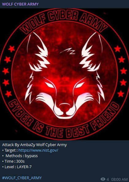 WOLF CYBER ARMY瞄准美国国家标准与技术研究院（NIST）网站-xLab 威胁情报
