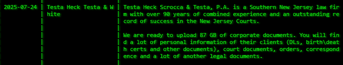 Testa Heck Testa&White，P.A.成为Akira勒索软件的受害者-xLab 威胁情报