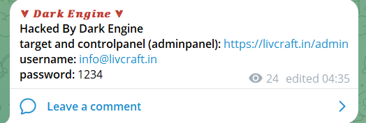 涉嫌泄露admin对LivCraft的访问权限-xLab 威胁情报
