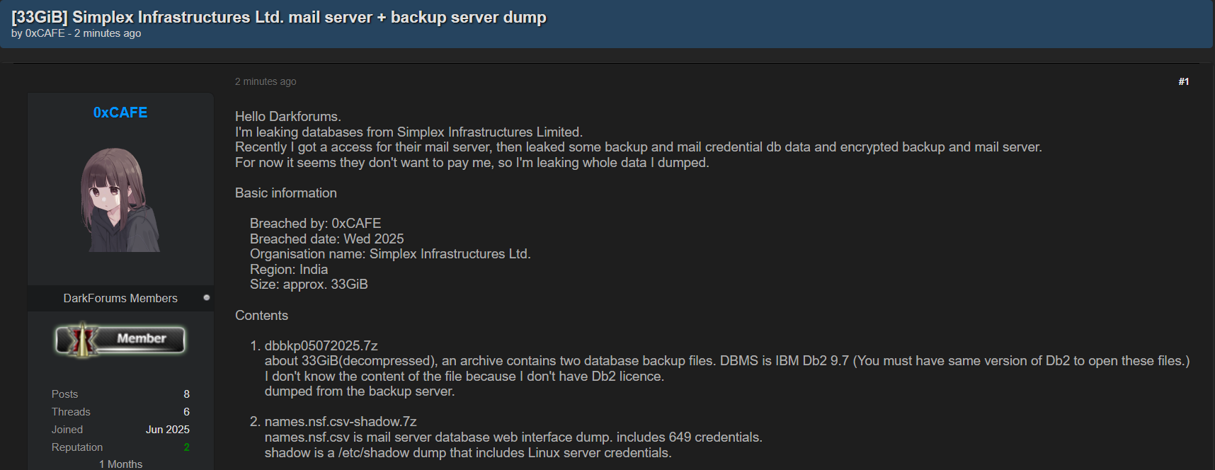 Simplex infrastructures limited涉嫌数据外泄-xLab 威胁情报