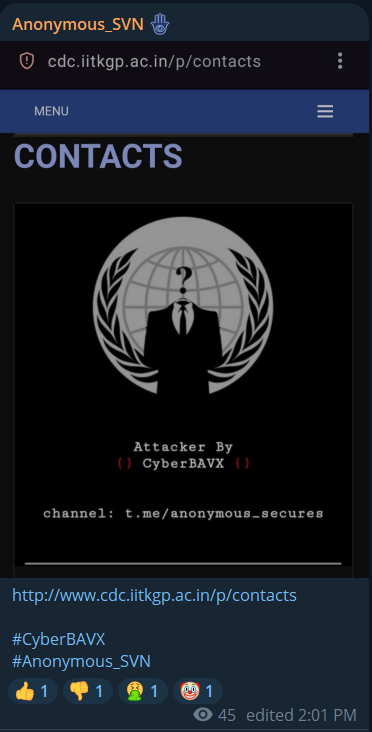 Anonymous_SVN针对印度理工学院卡拉格普尔职业发展中心（CDC）网站-xLab 威胁情报