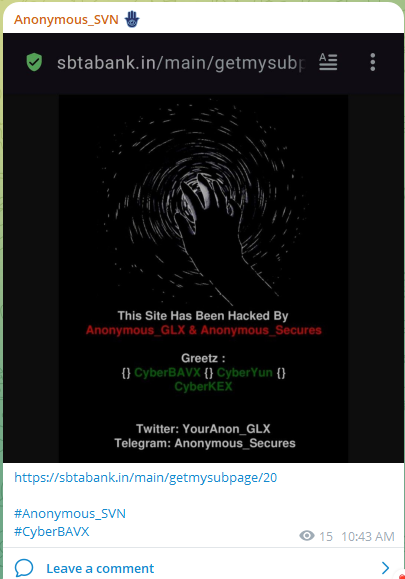 Anonymous_SVN针对Sahakar Maharshi Bhausaheb Thorat Amrutvahini Sahakari银行有限公司的网站-xLab 威胁情报