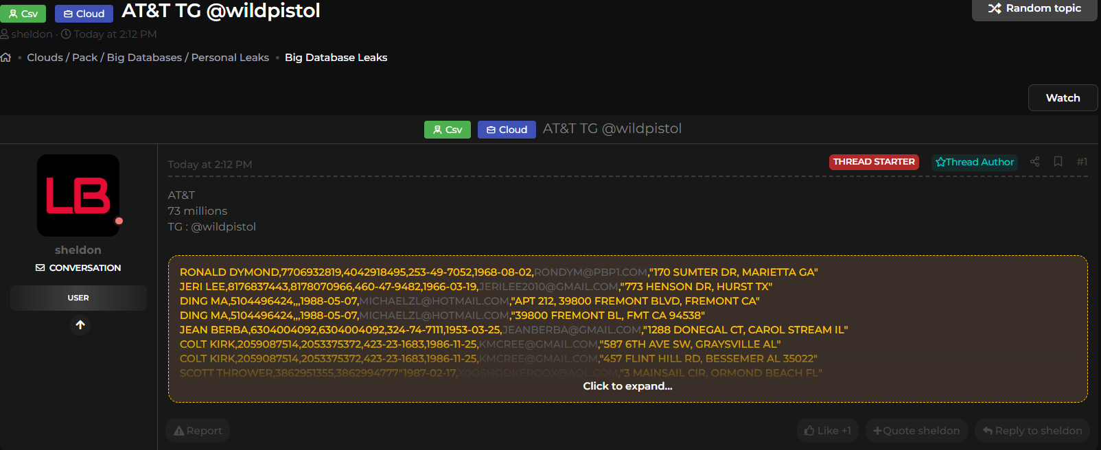 AT&T涉嫌数据泄露-xLab 威胁情报