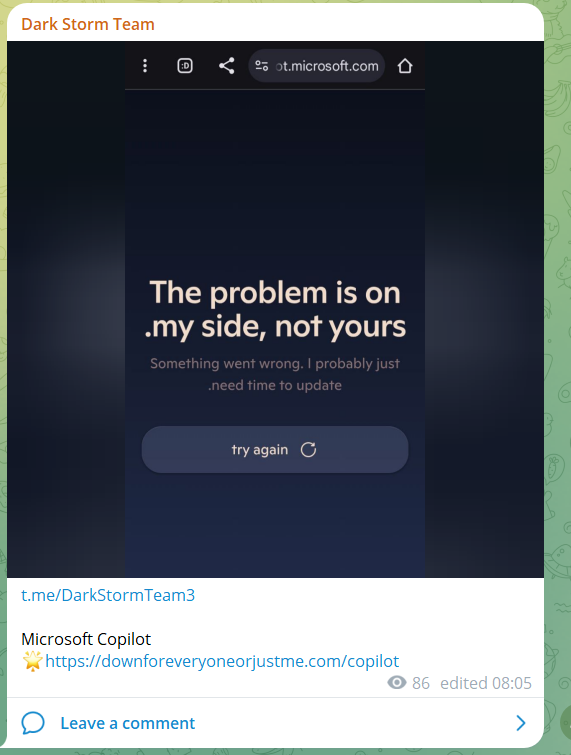 Dark Storm Team瞄准Microsoft Copilot网站-xLab 威胁情报