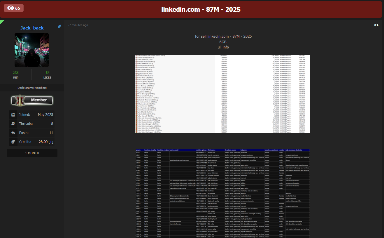 LinkedIn公司涉嫌出售数据-xLab 威胁情报